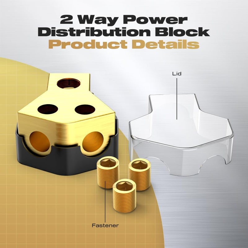 Malictele Distribution Block Car Audio, 2 Way 0/2/4 Gauge in 4/8/10 Gauge Out Amp Power Distribution Block Car Audio Splitter for Vehicles Boats 2PCS - Image 3